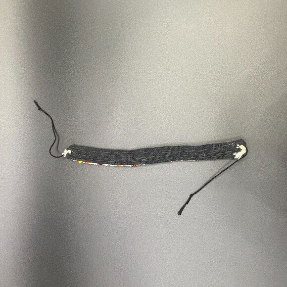 Shell & Glass Seed Bead Black Cloth Adjustable Handmade Unisex Bracelet - Picture 5 of 5